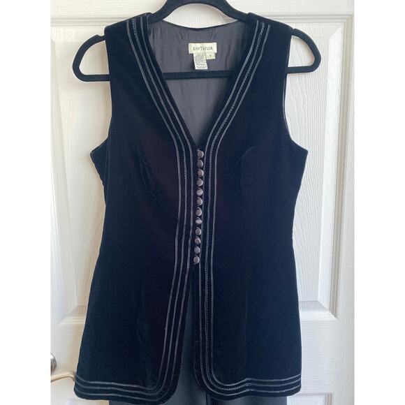 Vintage Ann Taylor Dressy Hoilday Black Velvet Vest Jumpsuit size 6 - Picture 3 of 12